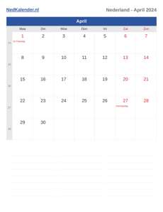 Kalender 2024 April