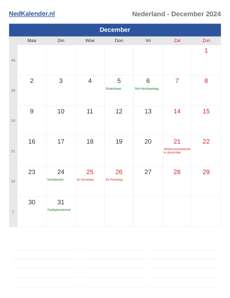 Kalender 2024 December