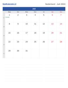 Kalender 2024 Juli