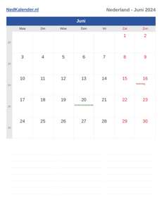 Kalender 2024 Juni