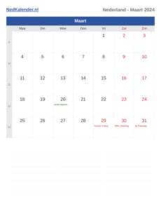 Kalender 2024 Maart