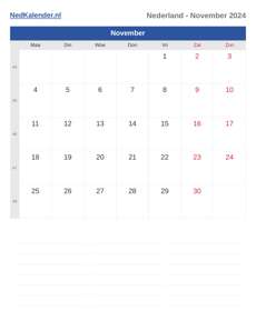 Kalender 2024 November