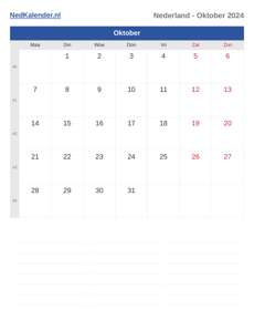 Kalender 2024 Oktober