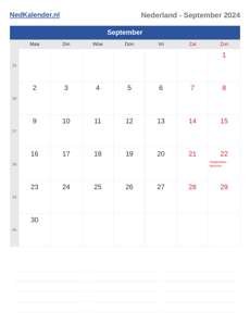 Kalender 2024 September