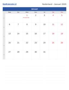 Kalender 2025 Januari