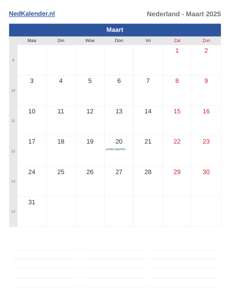 Kalender 2025 Maart