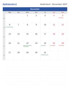 Kalender 2027 December
