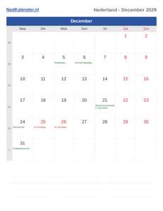 Kalender 2029 December