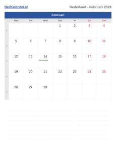 Kalender 2029 Februari